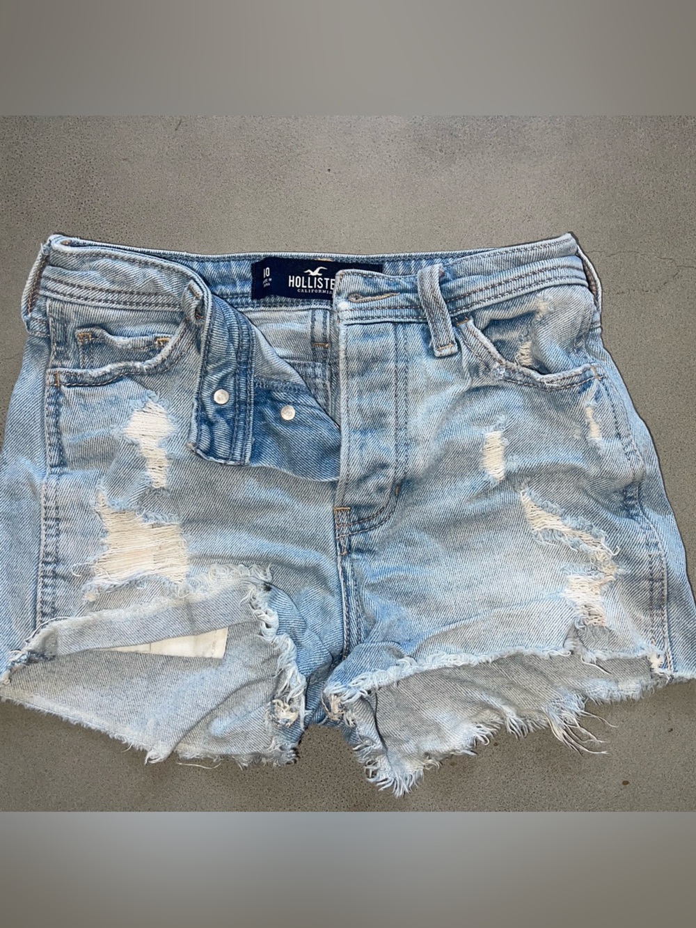 Hollister Light Blue Distressed Denim Cutoff Shorts